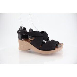 Bzees Heiress Women's 11 Sandal Wedge Heel Black Textile Casual Comfy